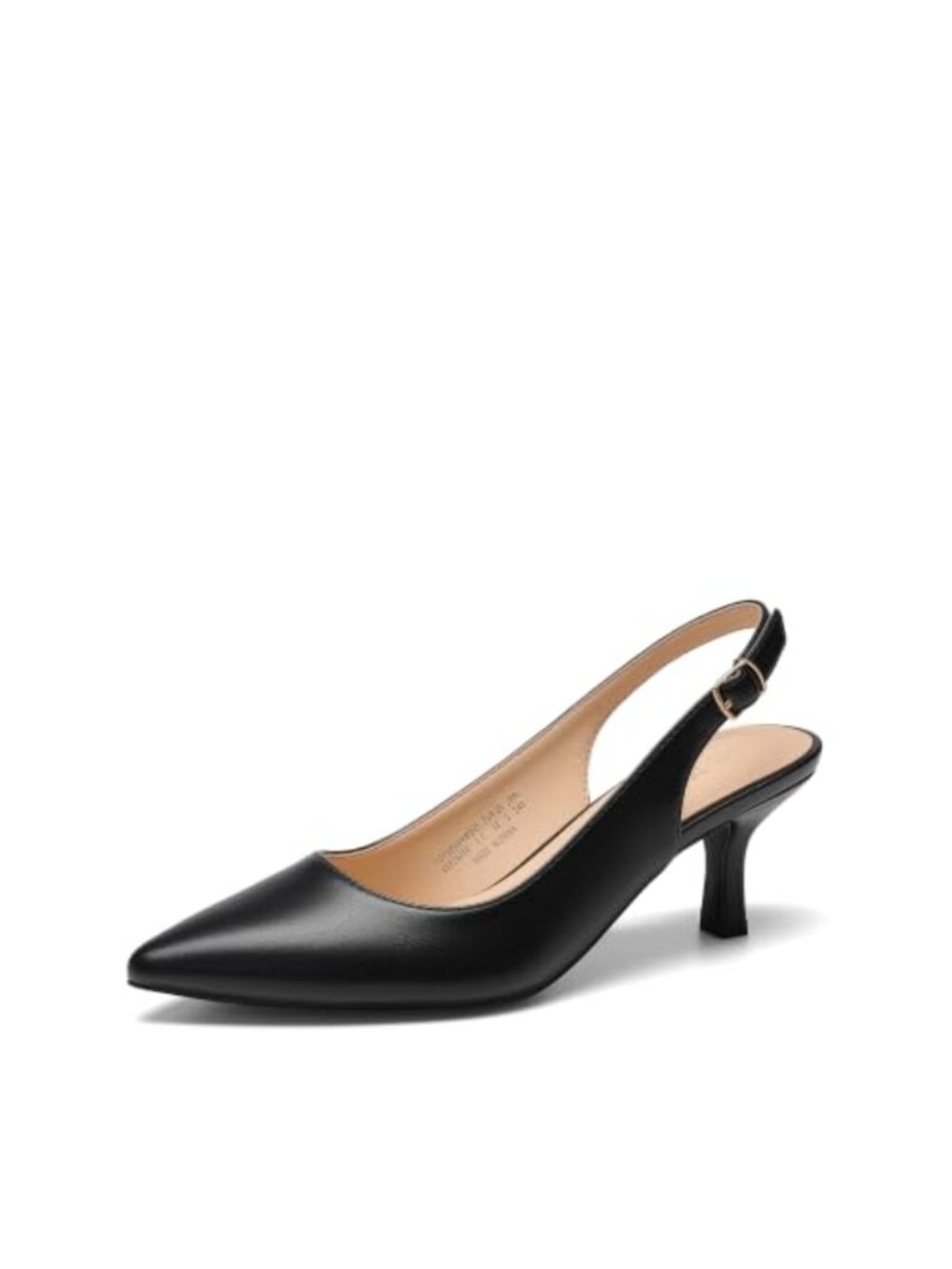 Slingback Kitten Heels Pumps - Faux Leather Pointed Toe Women Comfort Wedding